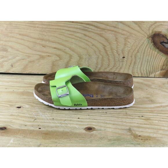 Birkenstock Betula Sandals Womens 11 Neon Green Big Buckle Soft Bed Narrow Slide - Picture 1 of 7